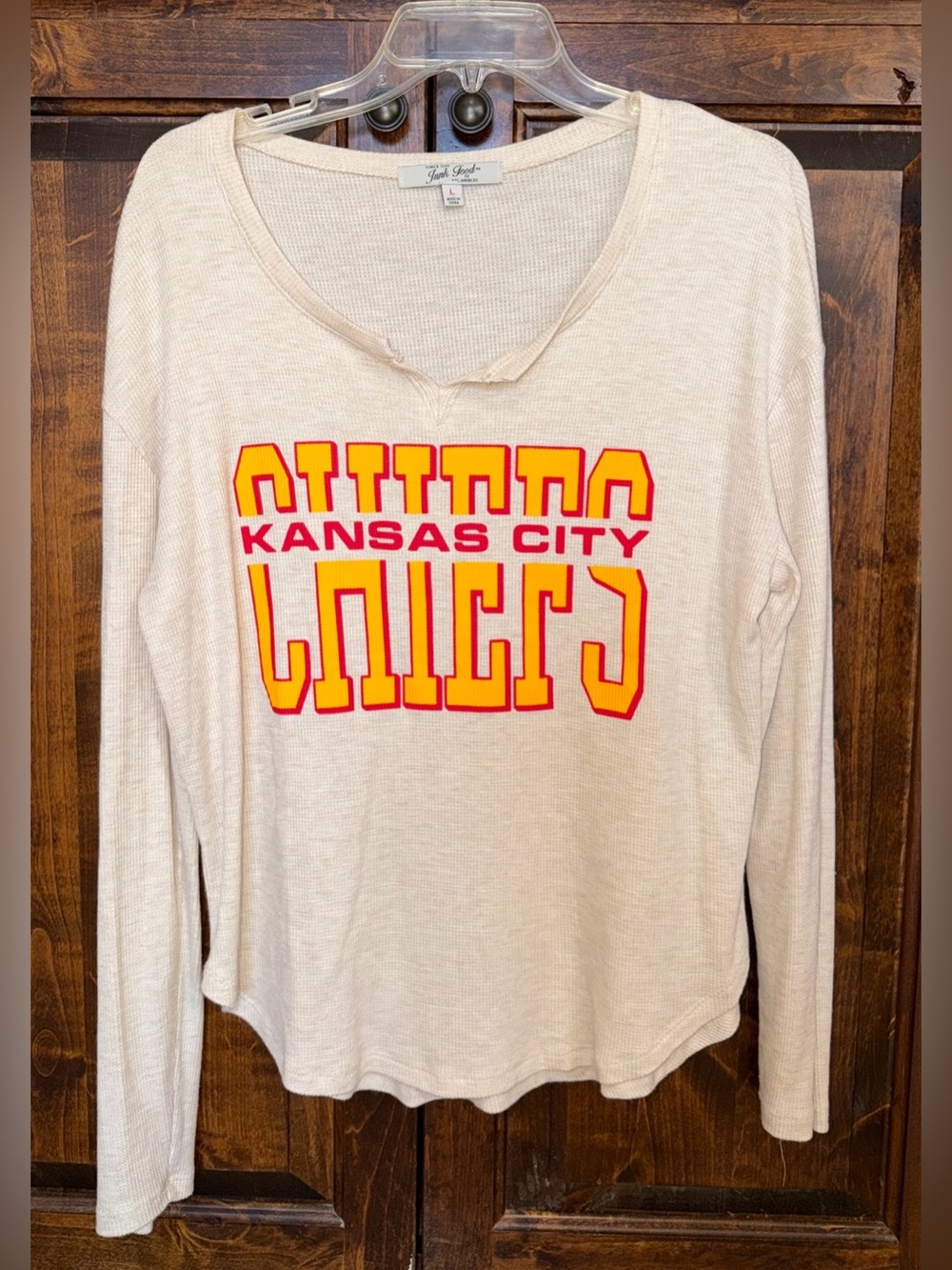 Junk Food NFL Kansas City Chiefs Long Sleeve Waffle Knit T-Shirt Large